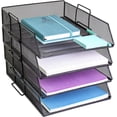 thumbnail image 1 of Organizador de escritorio de 4 niveles, color negro, para archivar y guardar accesorios, papeles, cartas y artículos esenciales de oficina, 1 of 6