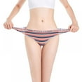 thumbnail image 6 of Xmarks 3 Packs Women's Sexy Striped Low Waist Pure Cotton Thongs Striped Underwear Women's Elastic Pure Cotton T-pants, 6 of 10