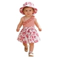 thumbnail image 2 of Gelikeya 0-3T Toddler Girls Summer Floral Dresses with Sun Hat One-Shoulder Ruffle Sleeveless Dress Cute Clothes Z01 Red, 6-9 Months, 2 of 8