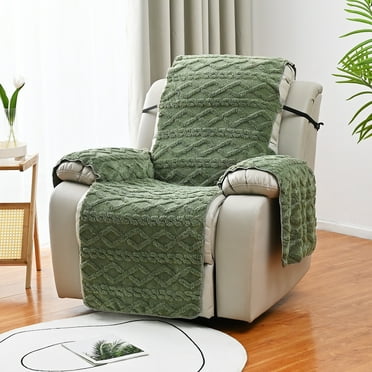 ERDOUY Couch Cover Solid Color Sofa cushion Green Jacquard Reclining Chair Cover for Living Room Sofa Easy Fit Washable Furniture Sofa Protector(1 seat:21.65*76.77inch)