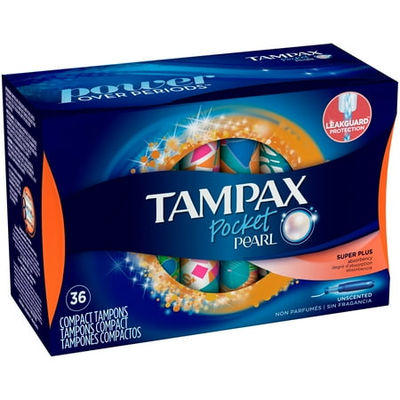 tampax tampons pearl super plus pocket unscented plastic ct walmart count