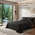 thumbnail image 5 of WVG Bamboo Sheet Set Queen Size, Soft Cooling Bedding Set, Embossed Stripe Design, Deep Pocket Fitted Sheet, Breathable Bamboo Bed Sheets for Hot Sleepers, 5 of 9