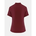 thumbnail image 6 of Minjewel Women's Half Zip High Neck Short Sleeve Scrubs for Women Set with Pockets, Modern & Comfortable Scrub Set for Medical Staff,Wine S, 6 of 8