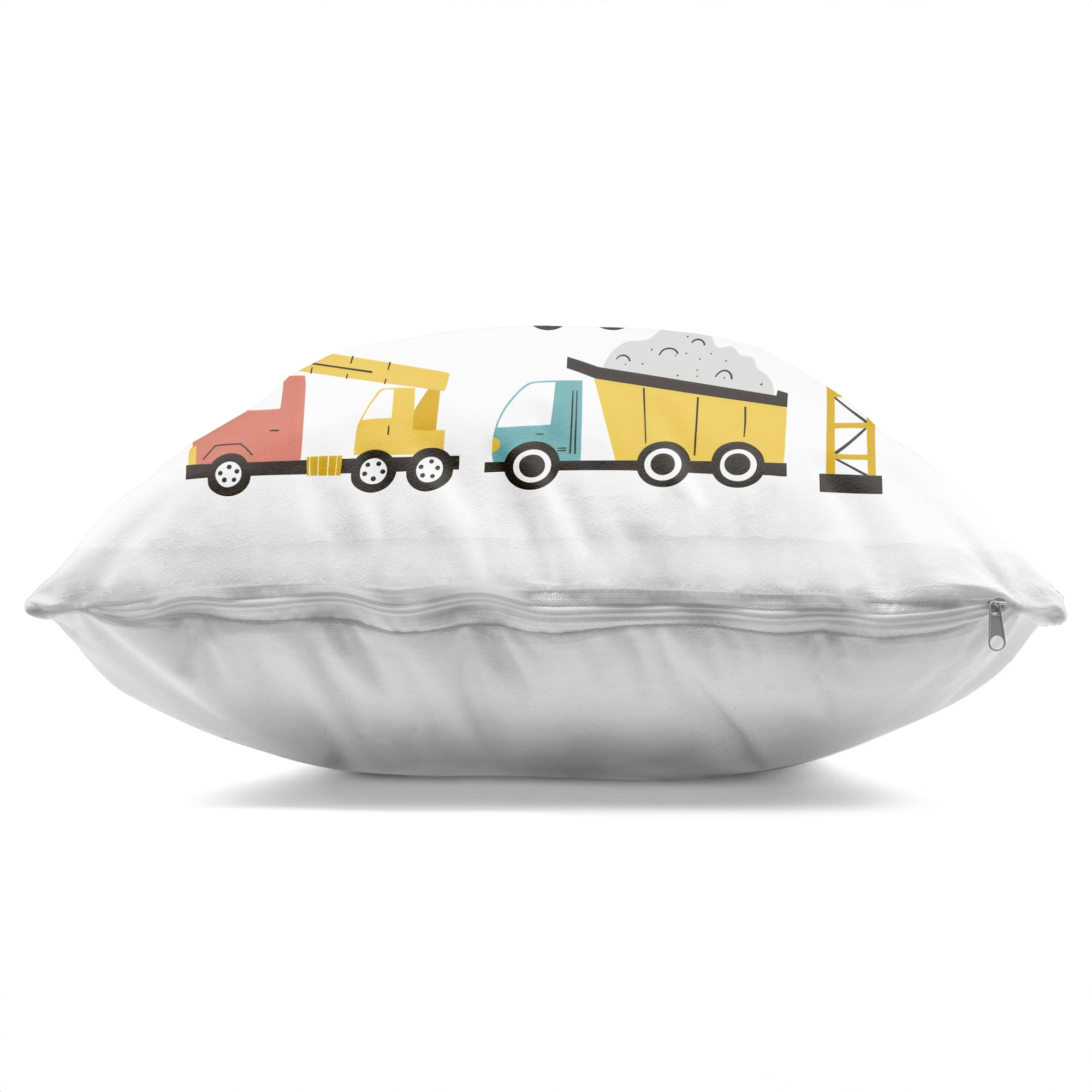 Stupell Industries Let's Build Various Construction Trucks Decorative Printed Throw Pillow, design by Creative Studio