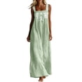 thumbnail image 3 of MaFYtyTPR Dresses for Women Sleeveless Square Neck Embroidered Maxi Dress with Pockets Casual A-Line Sundress for Summer Vacation A-Green L, 3 of 7