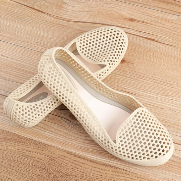 LABSERRON 1 Pair Flat Beach Shoes Breathable Durable PVC Rubber for Women Travel Holiday
