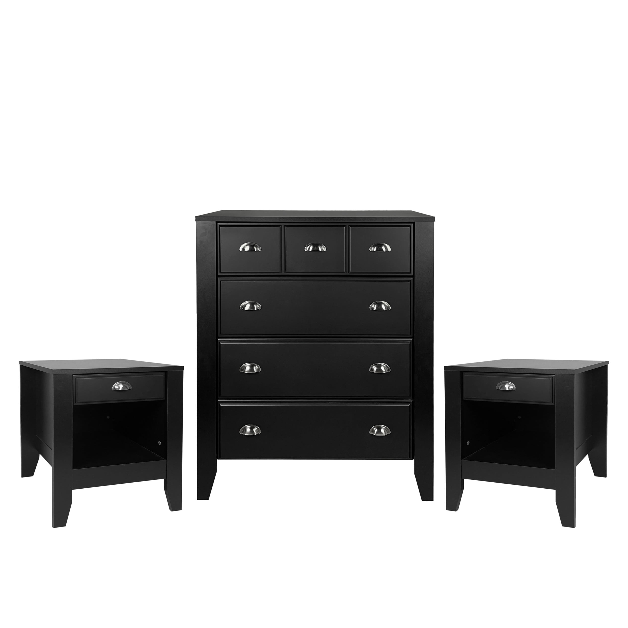 Noble House 3-Piece Contemporary Manufactured Wood Bedroom Set, Black