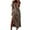 Khaki, variant on Women's Casual Loose Striped Printed Tshirt Long Dresses Short Sleeve V Neck Side Split Swing Maxi Summer Beach Sun Dress