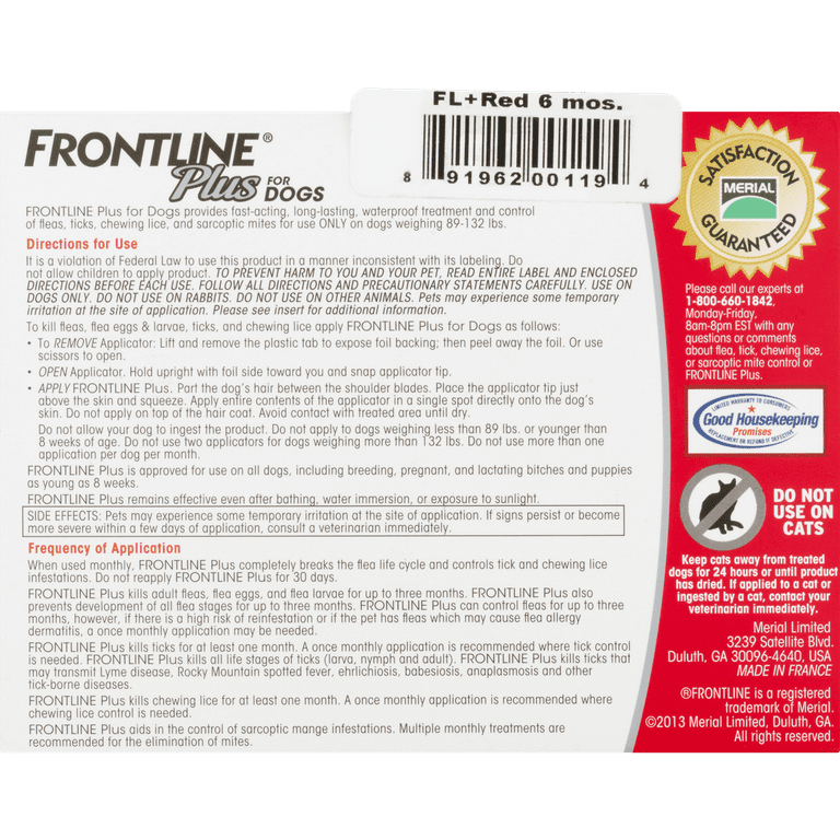 Frontline plus outlet ingredient label