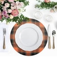 thumbnail image 4 of Orange & Black Buffalo Plaid Round Placemat Set of 4, Non-Slip Heat Resistant & Waterproof Plate Pads for Dinner Table Table Placemats, 15.4 in Home Decor, 4 of 6