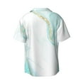 thumbnail image 5 of KLL Gold Lines Marble Watercolor Print Men's Shirt Short Sleeve Button Down Summer Cuba Beach Shirts- Large, 5 of 5