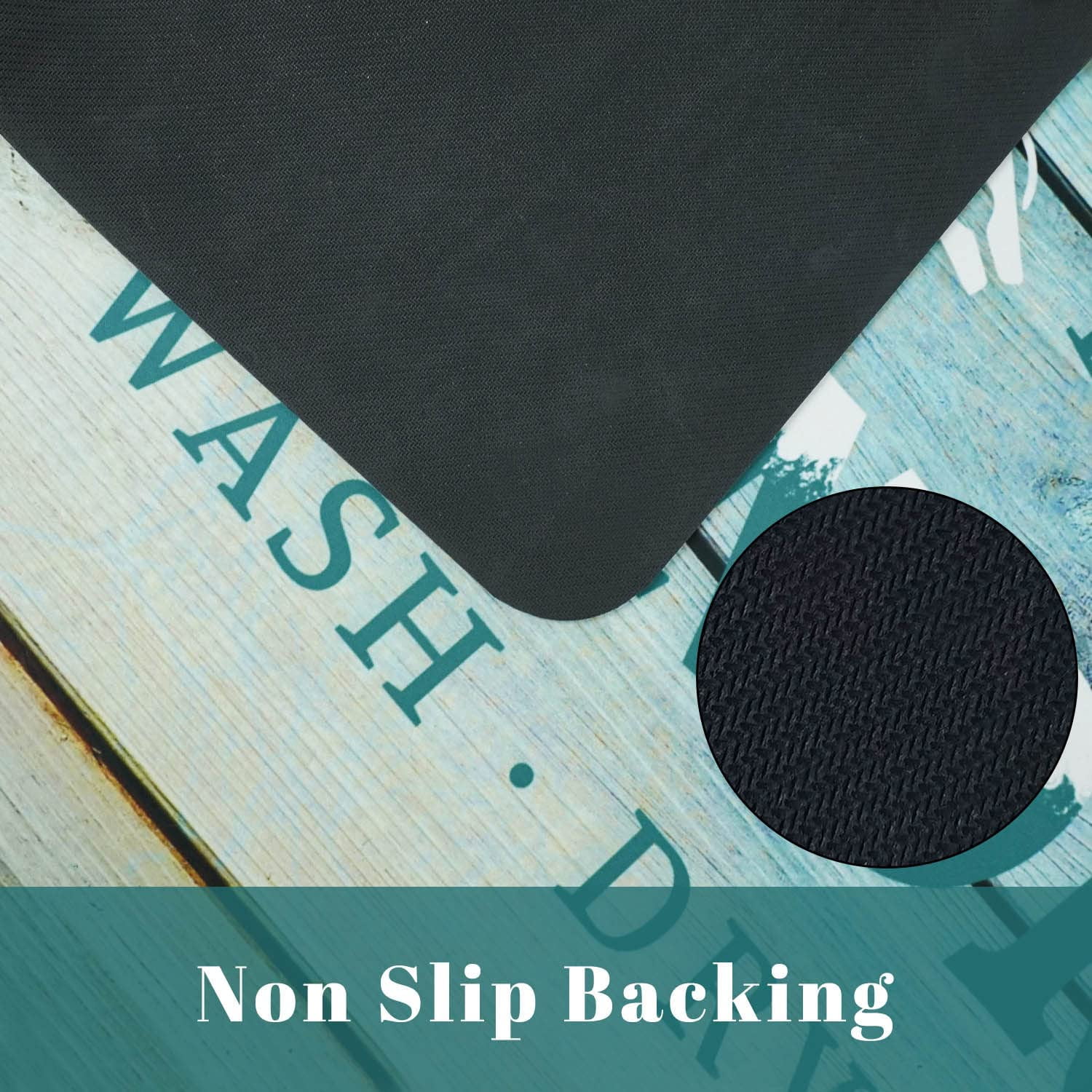 Laundry Room Rug Runner, Teal Laundry Mat, No Slip Laundry Room Mats Rubber Area Rug for Laundry Room Kitchen Bathroom, Farmhouse Laundry Room Decor and Accessories, Laundry Room Mats for Floor 20x48