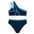 thumbnail image 5 of SIYUDAN Girls 2 Piece One Shoulder Bikini Top with High Waisted Swim Bottoms, Solid Color 2 Piece Swimwear for Kids, 5 of 6