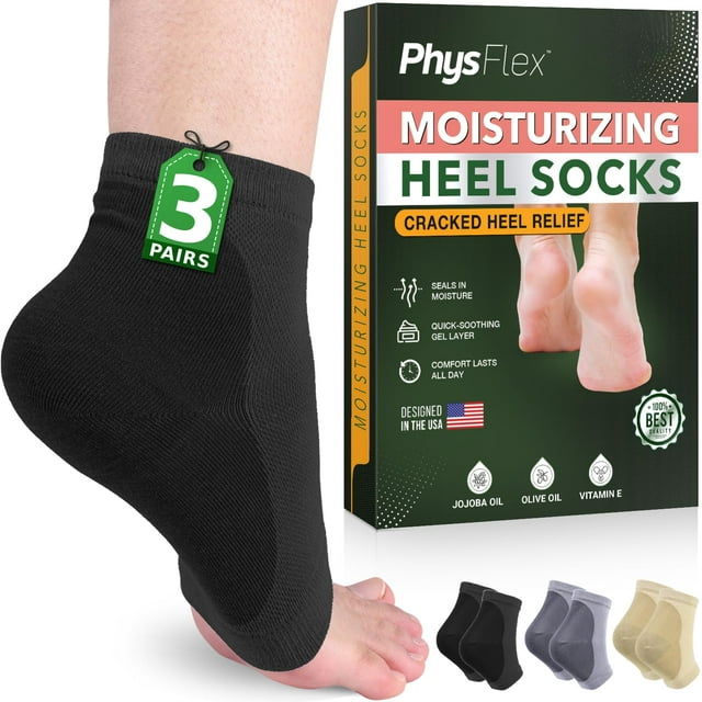 Calcetines hidratantes PhysFlex para talones agrietados, 3 pares