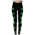 thumbnail image 4 of DDAPJ pyju St. Patrick's Day Leggings for Women Irish Shamrock Print Casual Skinny Pants Novelty Holiday Tights Buttery Soft Stretchy Yoga Running Pants Black#1 XXL, 4 of 5