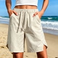 thumbnail image 2 of Wensltd Women Casual Shorts Solid Elastic Drawstring Waist Side Pockets Split Hem Lightweight Summer Everyday Shorts, 2 of 7