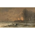 thumbnail image 3 of Louis Apol 18x12 Black Modern Framed Museum Art Print Titled - Winter Scene with the Sun Setting Behind Trees (1880 - 1930), 3 of 5
