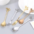 thumbnail image 4 of Unique Bargains 6Pack 4.8' Stainless Steel Leaf Coffee Spoon Tableware Dessert Spoons, Rose Gold, 4 of 4