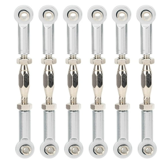 RC Pull Rod, 6Pcs Adjustable Servo Links Tie Rod Aluminum Alloy Turnbuckle Rod Linkage Set for RC Hobby Car Model Rc Turnbuckles Front and Rear Upper Link (Silver)