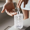 thumbnail image 3 of Round Wave Design Hand Soap Dispenser Bottle, Stylish Refillable Lotion Pump Container for Bathroom and Kitchen, Decorative Hand Wash Bottle for Modern Home Sink Station and Vanity Use, 420ml, Clear, 3 of 7