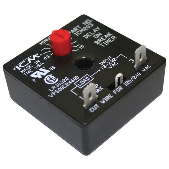 (Price/Each)ICM Controls ICM203B Delay On Break Timer 10 Minutes Adjustable Replaces TMR00162, 98P39, VKS00C2X600, VPS00C2X600, 3310-072 ICM208B