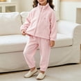 thumbnail image 3 of ITSAME Girls Outfit Set Cotton Zipper Stand Collar Jacket and Jogger Pants Fall Winter Warm Comfy Two Piece Set Pink Size 6, 3 of 8