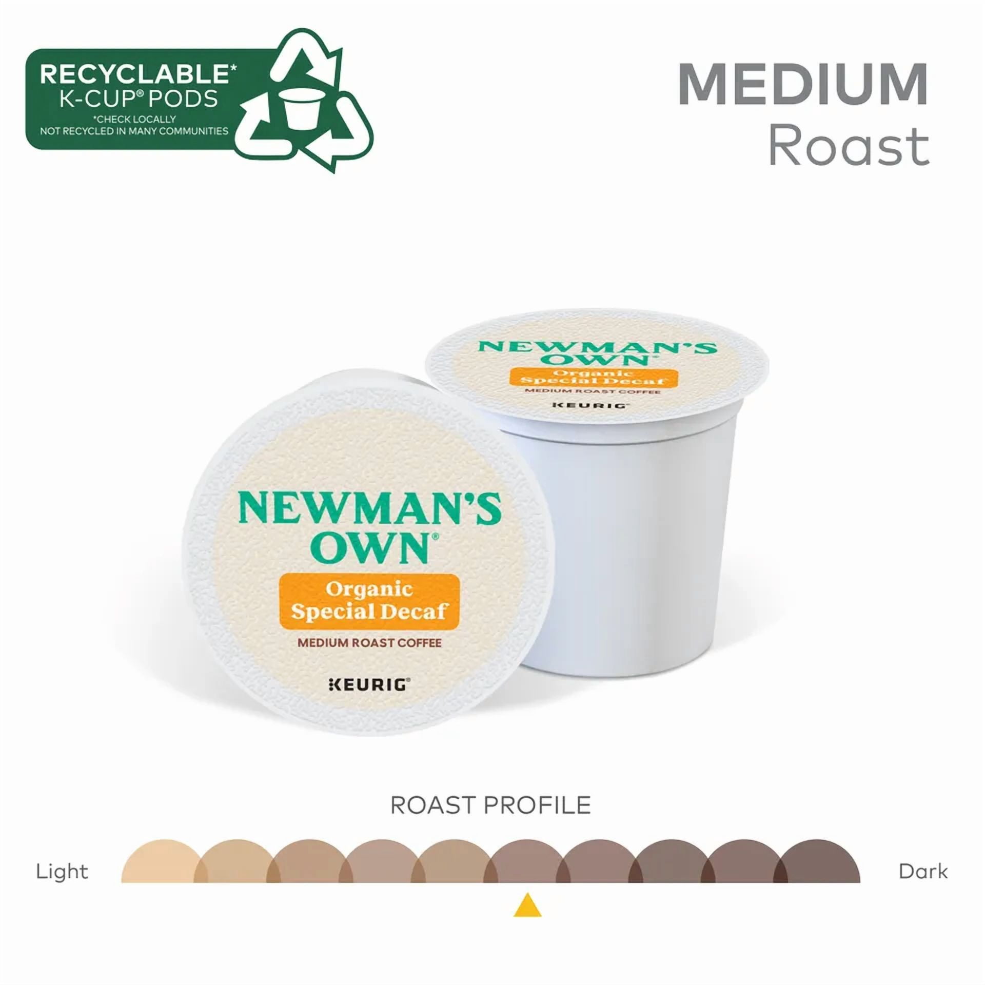 Newman's Own Organics Special Blend Decaf, Single-Serve Keurig K-Cup Pods, Medium Roast Coffee Pods, 96 Count