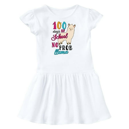 

Inktastic 100 Days of School No Prob Llama Gift Toddler Girl Dress