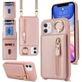 thumbnail image 2 of iPhone 11 Case with Card Holder for Women, iPhone 11 Phone Case Wallet with Strap Credit Card Slots Crossbody with Kickstand Zipper Case for iPhone11 - Rose Gold, 2 of 14