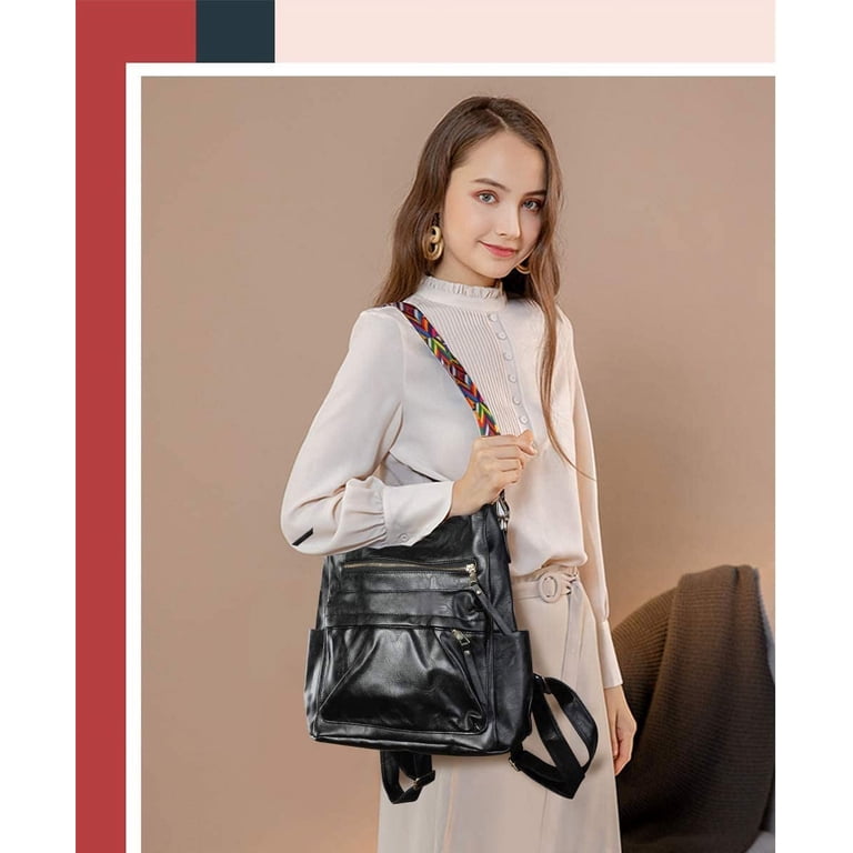 Women PU Leather Backpack Purse Convertible Ladies Fashion  display picture 3