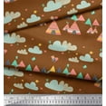thumbnail image 3 of Soimoi Brown Heavy Satin Fabric Tribal Hut,Star & Cloud Nature Print Sewing Fabric Yard 54 Inch Wide, 3 of 3