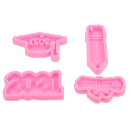 

1 Set 4pcs Graduation Baking Molds Silicone Doctorate Hat Shaped Molds (Rosy)