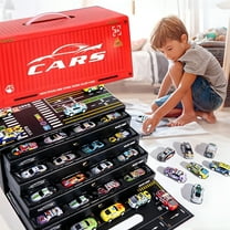 ACDANC 48 Pcs Alloy Racing Car Toys,Pull Back Race Cars Toy Set,Mini Metal Friction Powered Toy Cars,Die Cast Container Storage Box Car Party Favors for Kids Toddlers Boys Girls (Red)