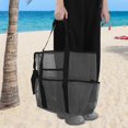 thumbnail image 5 of Bolsa de playa, bolsa de playa de malla portátil, bolsa hombro de malla para deportes húmedos, organizador almacenamiento de deportes para viajes al aire libre, para vacaciones familiares(Negro), 5 of 5