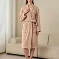 thumbnail image 7 of FchengtaiS Women Fleece Robe Short Cozy Plush Robes for Womens Soft Shawl Collar Warm Spa Bathrobe Loungewear with Pockets, 7 of 7