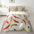 thumbnail image 2 of Manfei Chili Bedding Comforter Set 7 Pieces,Cartoon Pepper Full Bedding Set,Red Gray Fitted Sheet Flat Sheet,Ultra Soft Home Decor Reversible, 2 of 8