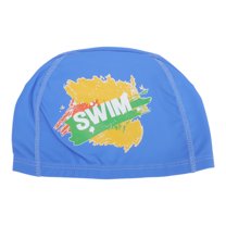 Unique Bargains 1 Pc Knitted PU Elastic Letter Swim Cap Blue