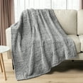 thumbnail image 3 of PAVILIA Sherpa Throw Blanket For Couch Sofa, Heather Grey Fluffy Warm Plush Blanket for Bed, Cozy Super Soft Lightweight Throw, Fuzzy Decorative Blanket, All Season Home, 50x60, 3 of 9