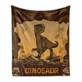 thumbnail image 1 of Fantasy Soft Flannel Fleece Throw Blanket, Giant Dinosaur on Cliffs Cave Wild Fossil Jurassic Animal Illustration, Cozy Plush for Indoor and Outdoor Use, 50" x 70", Apricot Redwood, by Ambesonne, 1 of 6