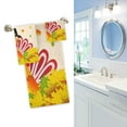 thumbnail image 3 of Happy Thanksgiving Cute Turkey On Colors Autumn Leaves Soft Decorative 3 Pieces Towels Set, 1 Bath Towel+1 Hand Towel+1 Washcloth, Multipurpose for Bathroom, Hotel, Gym, Spa and Beach, 3 of 5