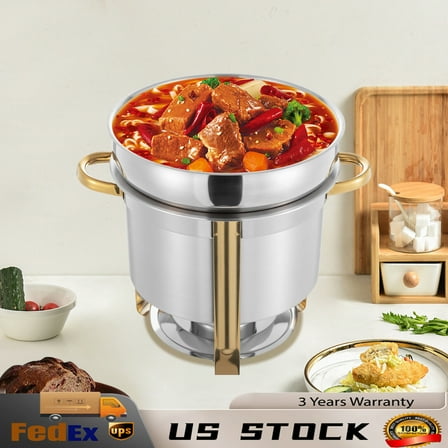DENEST 11L Soup Chafer Catering Chafing Dish Food Pan Warmer Stainless Steel 11.62Quart