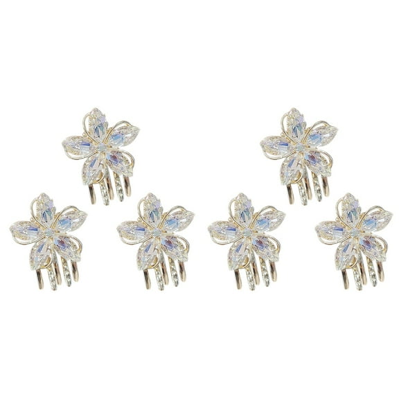 MLINS 6 pcs  Crystal Flowers Claw Hair Clips Small Hair Jaw Clips Women Claw Clamps