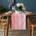 thumbnail image 2 of Pink Striped Table Runner - 48 Inch Long, Kitchen Dining Table Runner Dresser Scarves, Modern Abstract Art Wave Moire Gradient Farmhouse Decor for Coffee Tables Wedding Party Banquet, 2 of 8