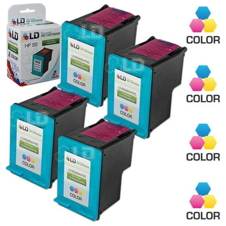 LD Remanufactured Replacements for 95 C8766WN Tri-Color Cartridge 4-Pack for DesignJet 5940  DeskJet 460  5740  6540  6620  6840 OfficeJet 100  6200  6305  PSC 1600  2355  PhotoSmart 2570  8050