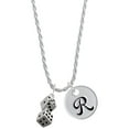thumbnail image 1 of Delight Jewelry Silvertone Pair of Dice Silvertone Script Initial Disc - R - Charm Necklace, 20"+3", 1 of 4