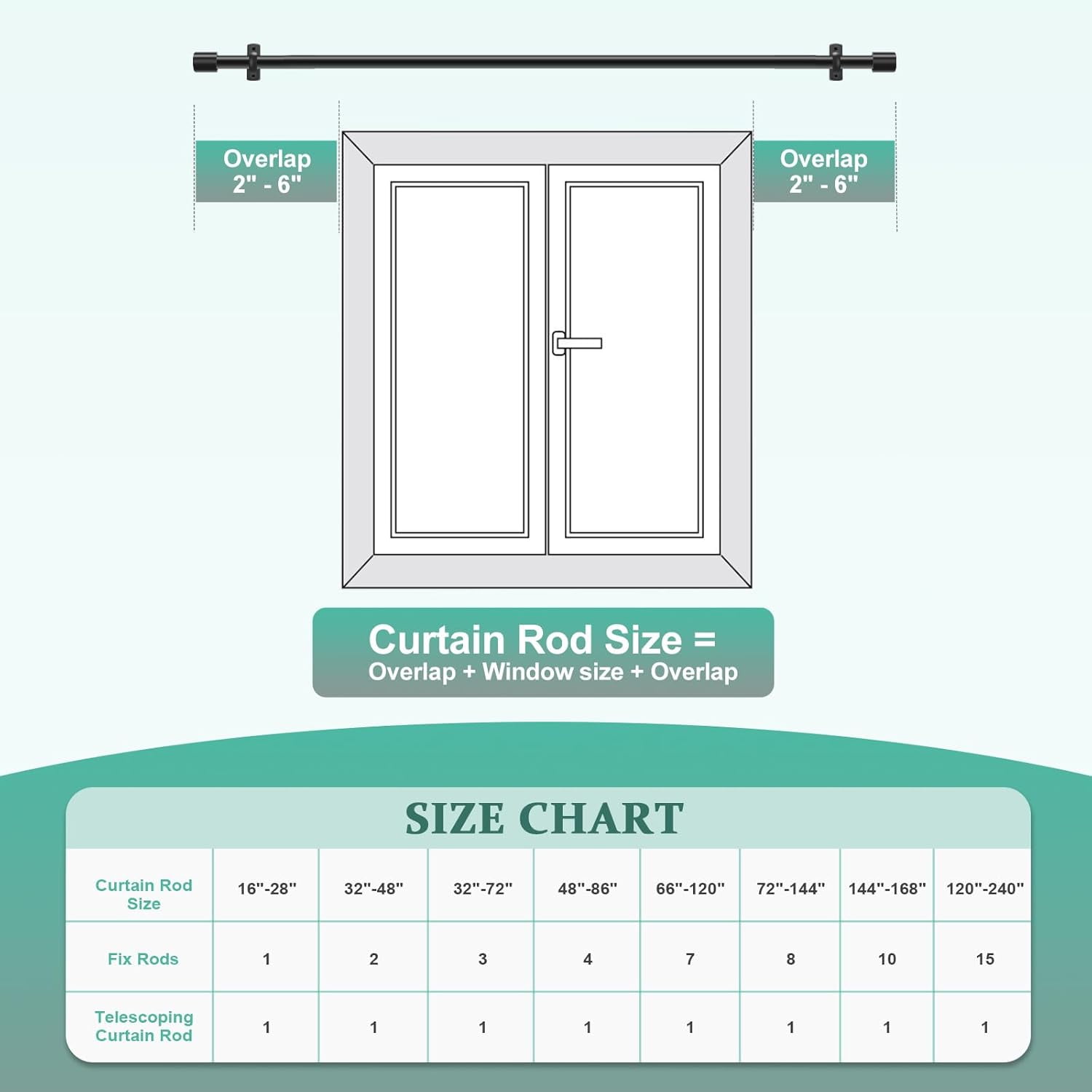 Extra Long Curtain Rods for Windows 120 to 240 Inches, Adjustable 1 Inch Black Curtain Rod for Outdoor Indoor, Modern Heavy Duty Drapery Rod, Room Divider 200 Inch Rods, All Metal, Easy Install