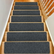 Stair Treads for Wooden Steps, 15Pcs Indoor Stair Carpet Treads Non-Slip Staircase Runner Mats (8in x 30in, Gray)