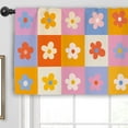 thumbnail image 4 of 70s Flower Retro Kitchen Curtain Valance 54W x 18H Rod Pocket Floral Groovy Funky Y2K Trendy Colorful Window Treatment for Living Room Bedroom Bathroom, 4 of 6