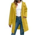 thumbnail image 2 of CQONEPT Hooded Jacket for Womens Full Zip Waterproof Button Down Long Overcoat Hiking Softshell Outdoor Coats with Pockets Yellow 2XL, 2 of 3