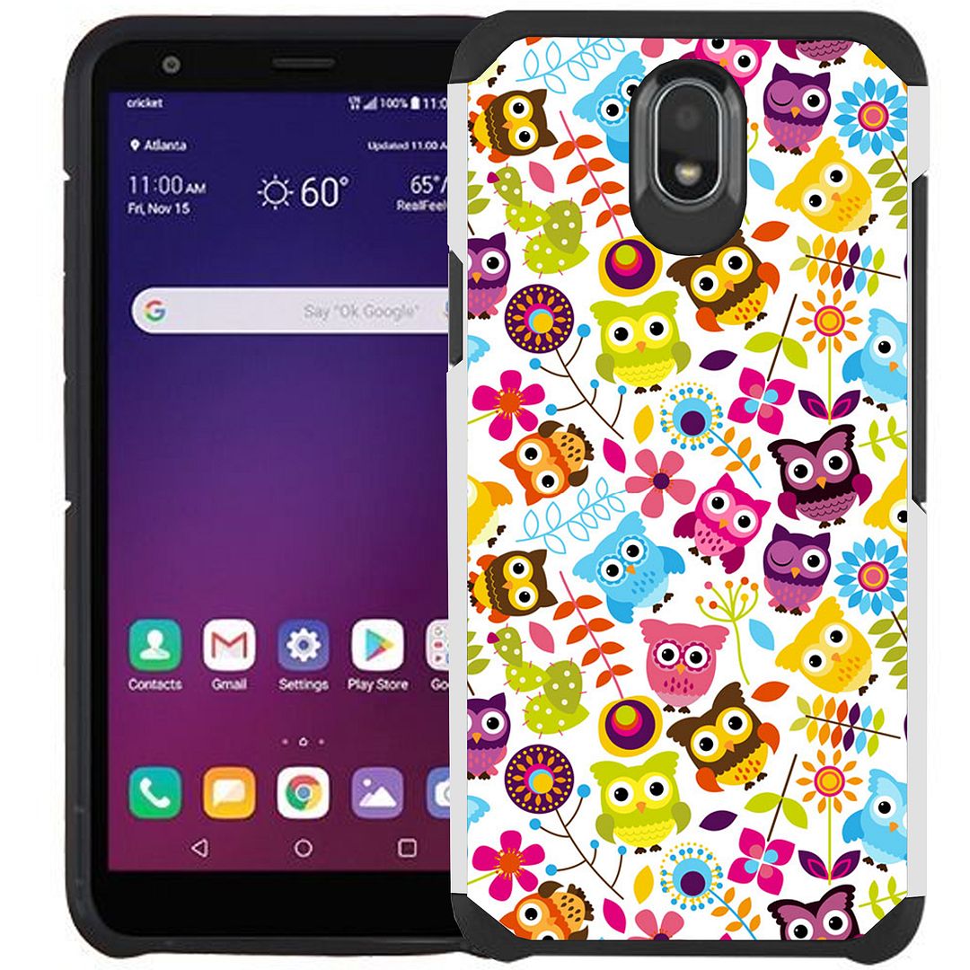 LG Tribute Royal / LG Prime 2 / LG Aristo 4+ / LG K30 2019 / LG Arena 2 / LG Escape Plus Case - Colorful Design Hybrid Armor Case Shockproof Dual Layer Protective Phone Cover - Colorful Owl - image 1 of 2